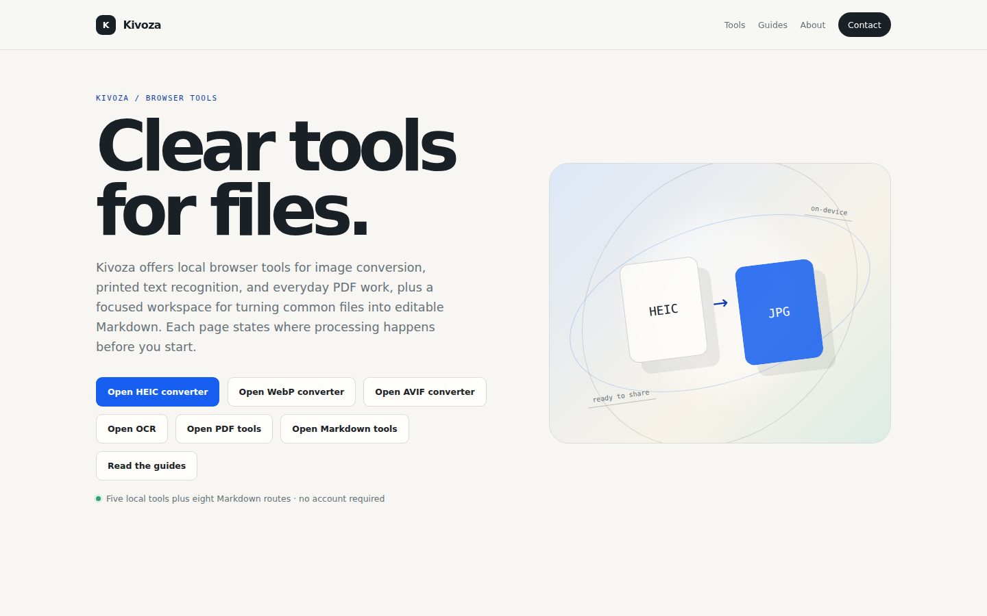 Kivoza browser tools home page